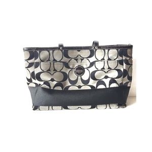 Coach Xl Black Gray, Signature C Stripe Diaper Bag